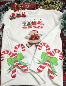 Tis The Season Side Bow Embroidered Christmas Sweatshirt