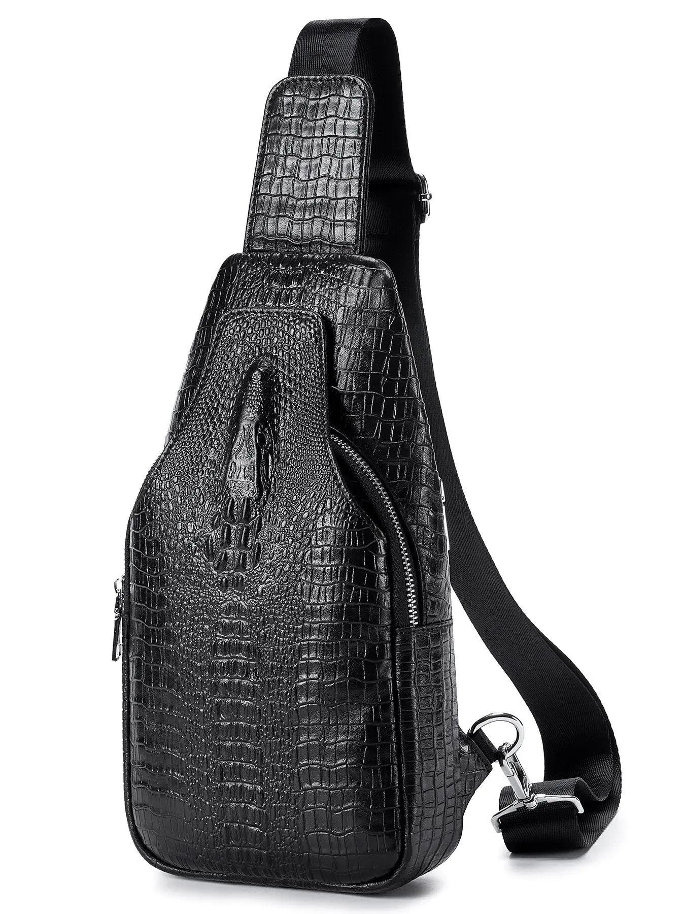 Men's Crocodile Embossed Crossbody Bag, Fashionable  Leather Shoulder Messenger Bag for Daily Used, Casual Trendy Versatile High-quality Daily Commuting Bag, Stylish Crossbody Bag, Commuter Crossbody Bag, Casual Crossbody Bags