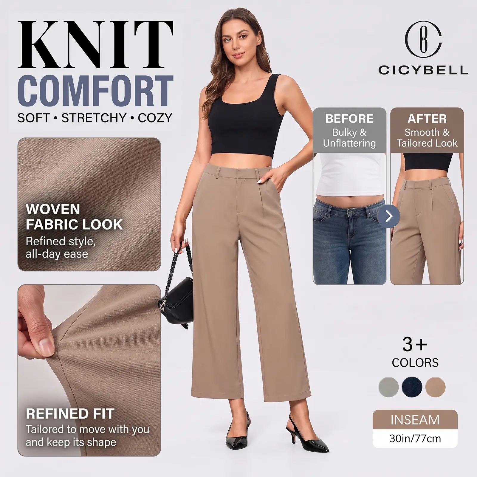 Cicy Bell Womens High Waisted Work Pants Business Casual Office Trousers