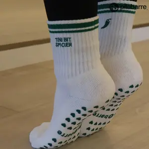 Tini Bit Spicier Grip Socks - Cream & Green Activewear Tubesocks