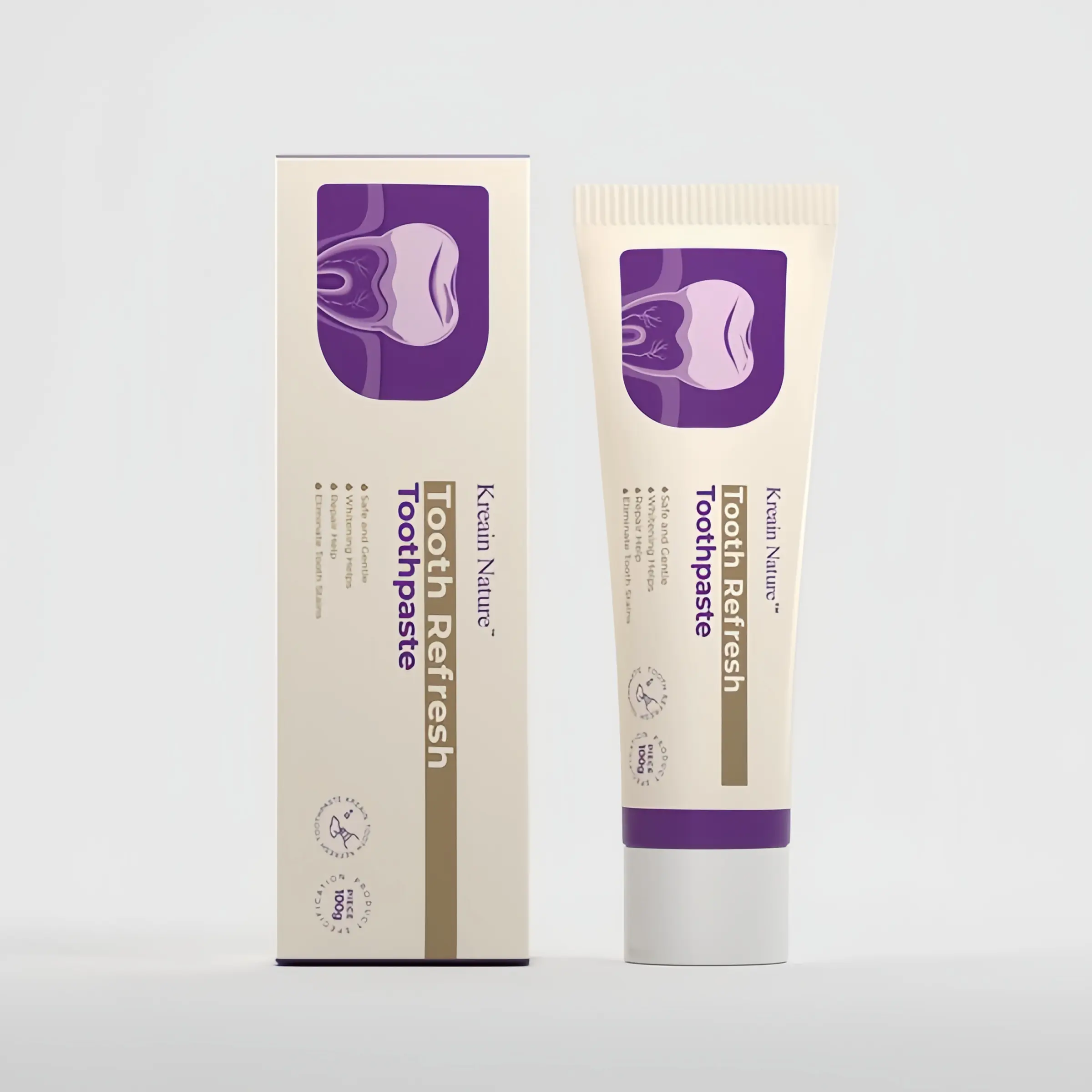Kreain Nature Herbal Toothpaste - Vegan & Cruelty-Free Nature Formula, Paraben & Sulfate-Free to Prevent Tooth Loss, for a Clean Feel & Sensitive Teeth, Includes Toothbrush, Tea Tree, Promotes Balanced Oral Microbiome