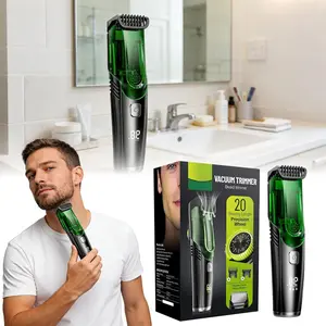 Father's Day Gift Beard Trimmer for Men Vacuum Mustache Trimmer for Less Mess -IPX7 Waterproof- Rechargeable Electric Beard Cutting Kit with Adjustable Length Comb- Built-in Vacuum for Sideburns, Stubble