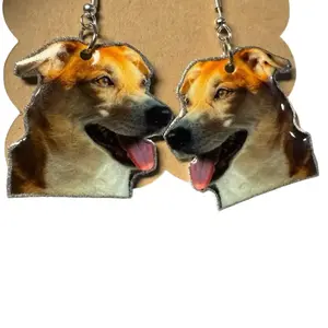 Customized Pet Earrings Can Be Stud or Dangle Any Animal Unique Design Featuring Dog Faces