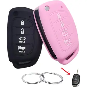 Key Fob Cover Compatible with 2019-2013 Hyundai Santa Fe Sport Sonata Tucson Santa Fe OSLOKA-875T (Suitable for Buttons with Eject/flip/fold Buttons, not for Smart Keys)