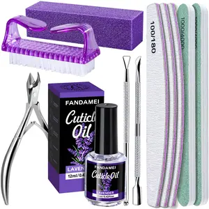 FANDAMEI Nail Buffers and Files, Manicure Tools Kit with 3PCS Nail File, 2PCS Nail Buffer, Rectangular Nail Buffer Block, Cuticle Nippers, Cuticle Pusher, Cuticle Peeler. Cuticle Oil and Nail Brush.
