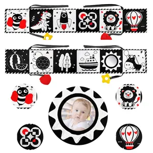 Soft Baby Books - High Contrast Black & White Touch & Feel Crinkle Cloth Sensory Books for Infants & Toddlers, Early Educational Stimulation Toys, Baby Girl & Boy Gift, Animal Theme