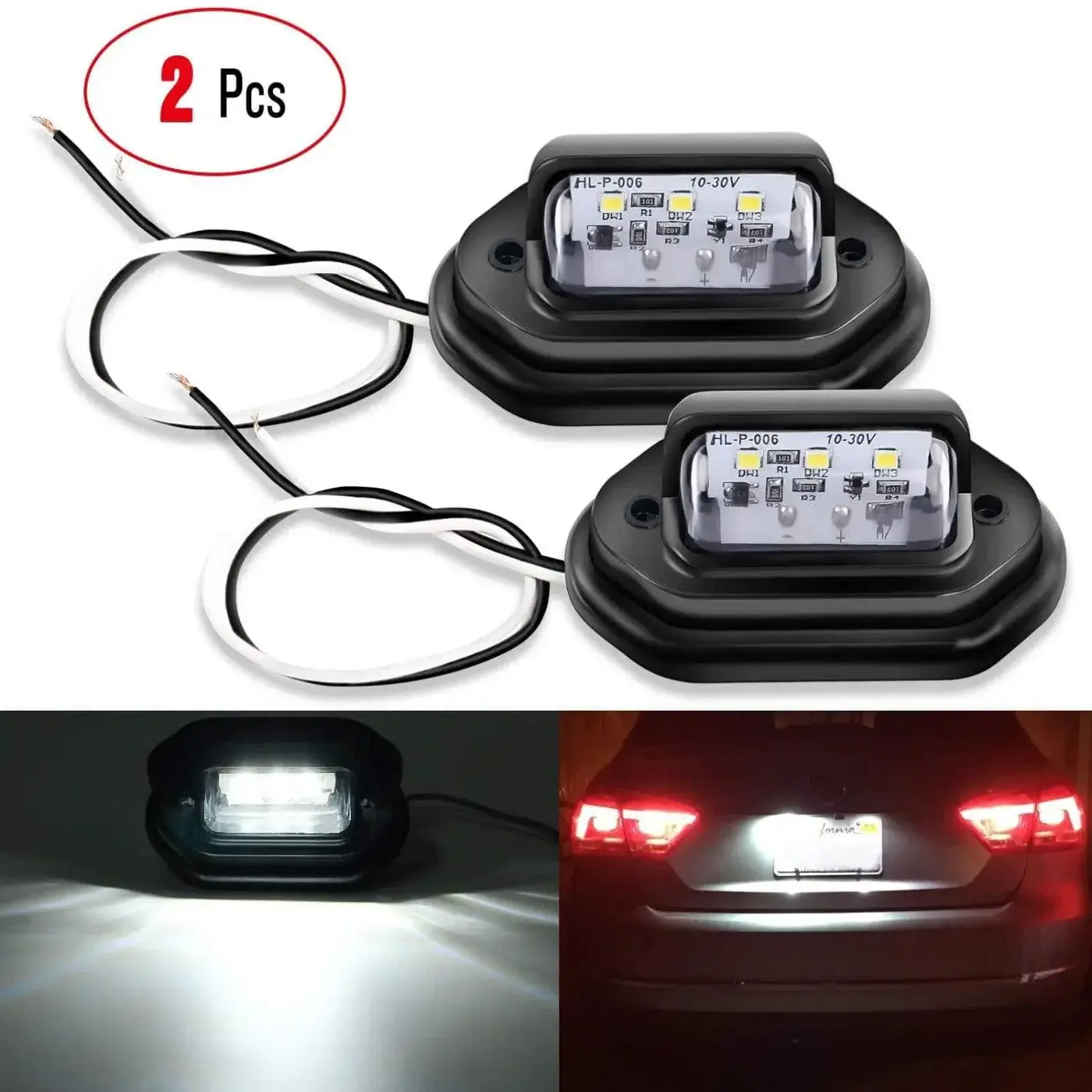 Nilight LED License Plate Light 2-Pack - Truck & Trailer License Plate Light Kit with Bright Illumination, Backlights, Led Lights For Truck