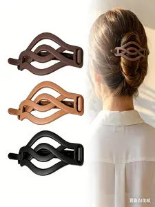 4pcs Flat Hair Clips, Large Matte Non-Slip Claw Clips, Women's Work and Daily Style Flattened Clips, Hair Accessories, Hair Claws Set