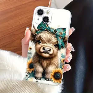 Highland Cow Sunflower Cute Cool Fun Phone Case, Anti-Drop With Lens Protection, For iPhone17Pro, 15 14 13 12 11 Pro Max X XR XSMAX 8 7 Plus. SE2