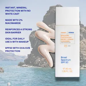 KORRES Yoghurt Mineral Milk Fluid Sunscreen, Lightweight Face Sunscreen for Daily Hydration, Mineral UV Protection, Sensitive Skin Friendly SPF for Face, Vegan, Travel Size, 1.35 Fl Oz Moisture Moisturize