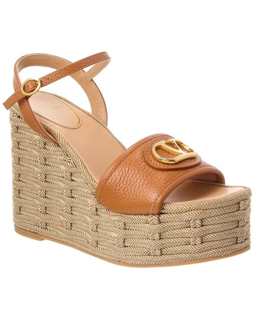 Valentino VLogo Signature 120 Grainy Leather Wedge Sandal