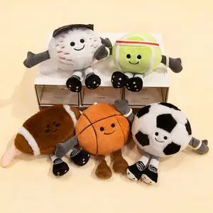 Plush Ball Toys, Football Basketball Tennis Golf Rugby Pendants Keychains Backpack Charms, Birthday Gifts Christmas Decorations