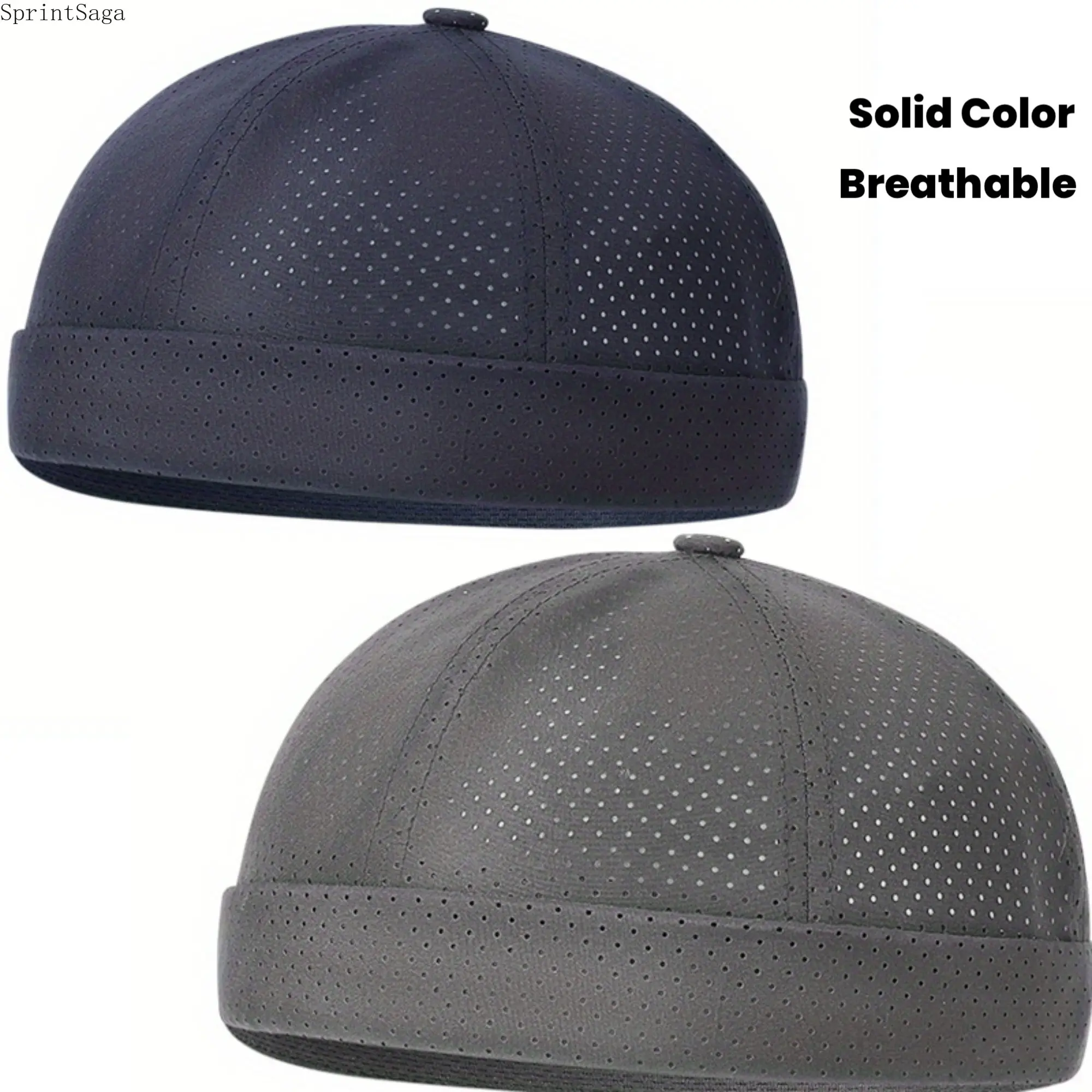 Men's 2-Pack Docker Caps Clothing, Brimless Mesh Skull Cap, Adjustable Lightweight Beanie for Daily Travel & Casual Summer Wear, Men's Accessories For Adults, Hat, Casual Wear, Skull‑Cap Style
