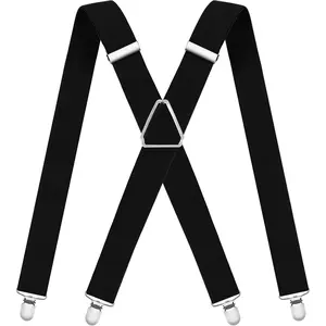 Mens Suspenders Adjustable Braces with 4 Strong Metal Clips Elastic X Back Heavy Duty Suspender for Men and Women