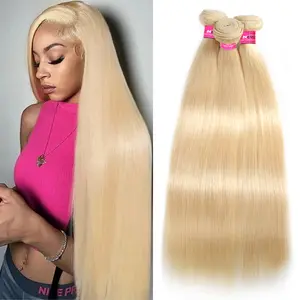 613 Blonde Straight Bundles Quick Weave Extensions 1 3 4 PCS Virgin Human Hair Weave Bundles Can Be Dyed