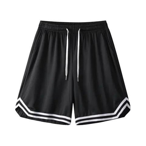 Men's Sporty Design Pocketed Sports Shorts - Comfortable Fabric, Black & White, Casual Summer Outdoor Gym Training Clothing for Active Lifestyle,summerwins