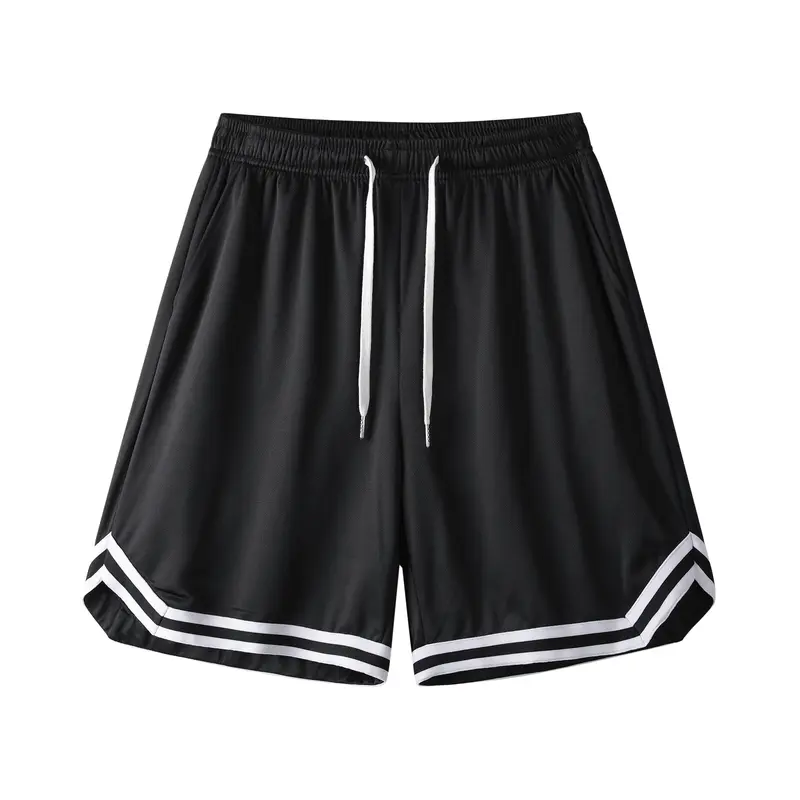 Men's Sporty Design Pocketed Sports Shorts - Comfortable Fabric, Black & White, Casual Summer Outdoor Gym Training Clothing for Active Lifestyle,summerwins