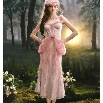 pink lace prom dress Gorgeous Spaghetti-Straps Holiday Dress Long Fully Lined Winter Vibes: How to Size:XL 10/12 fall26