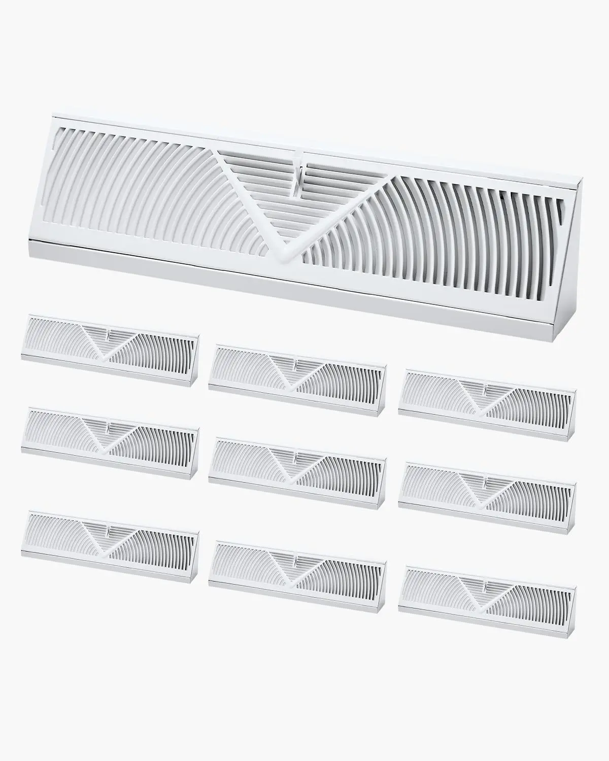 【Summerfinds】VEVOR 18x4.53" Floor Registers 10-Pack, Heavy-Duty Walkable Iron Baseboard Registers, Rustproof Anti-Peeling Indoor Air Vents with Adjustable Metal Damper, Sturdiness and Durability for Home & Office White Set