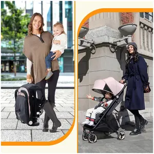 Garvee Compact Lightweight Stroller in Pink with One-Hand Fold, Airplane-Friendly Design, Reclining Seat, and Smooth Suspension for Easy Maneuverability