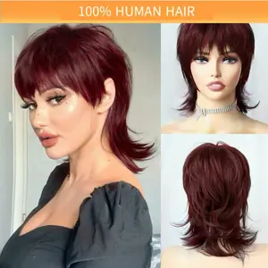 #Easter wig #Gift #Spring wig Real Human Hair Swallowtail Wig Wolftail, Mullet Head Wig wear and go wigs party hairstyle idea everyday fashion dress-up accessory density lace frontal wig beauty queen hair school hair accessory Gift