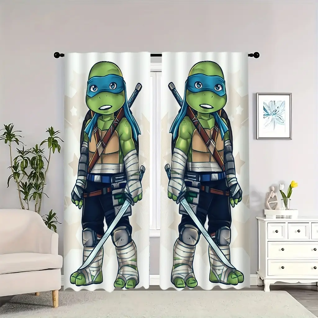 Teenage Mutant Ninja Turtles weapon and equipment combat stance indoor curtains, light-blocking, heat-insulating, thermal insulated, and soft, suitable for home décor, Home Decorative Curtain