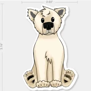 Fluffy Polar Bear All Weather Sticker Decal for Water bottle