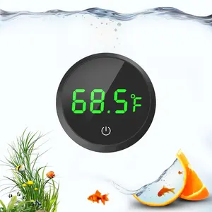 Summer Gift Fish Tank Thermometer Aquarium Thermometer Wireless Touch Stick Digital Aquarium Thermometer LED Display ±1°F for Monitoring The Fish Tank Aquarium Temperature Accessories (Black)