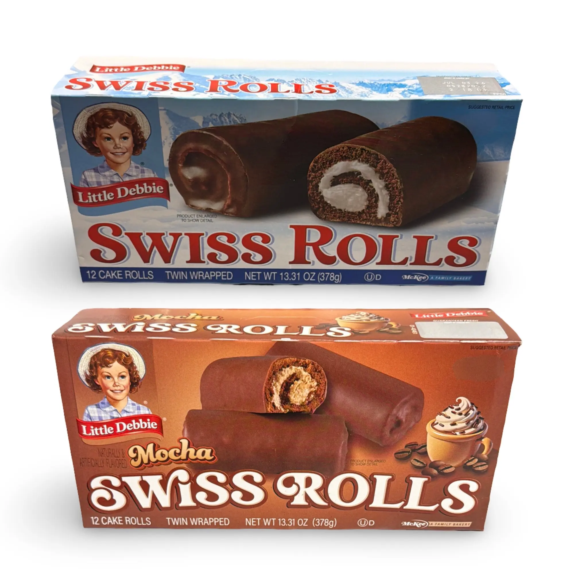 Little Debbie Swiss Roll Variety Pack, Classic Chocolate & Mocha Swiss Rolls, 2 Boxes, 24 Total Rolls
