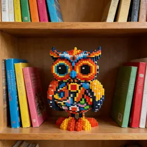Colorful 3D Owl Building Block Ornament for Home Décor, Perfect for Bookshelf, Office, Party Display, Ideal Gift for Holidays