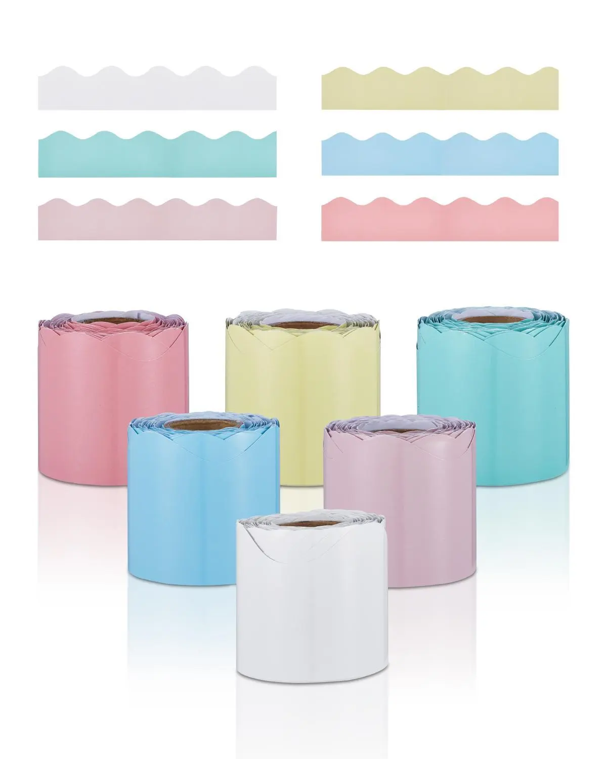 【SummerFinds】VEVOR Bulletin Board Borders,  6 Rolls 32.8 Feet Scalloped Bulletin Board Borders, Boho Rolled Border Trim with Wavy Line Design, Colorful Pastel Borders for School Classroom Party & Wall Decoration