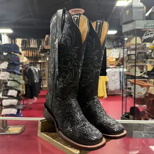 Black Tooled Cowgirl Boots Square Toe Black Tooled Cowgirl Boots Square Toe