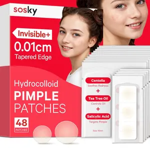 Sosky Pimple Patches for Face, FSA HSA Eligible Invisible Hydrocolloid Acne Patches, Zit Sticker for Face and Skin, Pimple Patches for Covering Zits, Blemishes with Salicylic Acid 48 Count