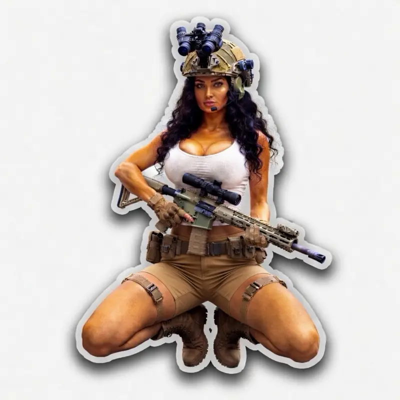 Tactical Girl AR 15 Sticker Army Waterproof Decal .556 Tactical Military anime