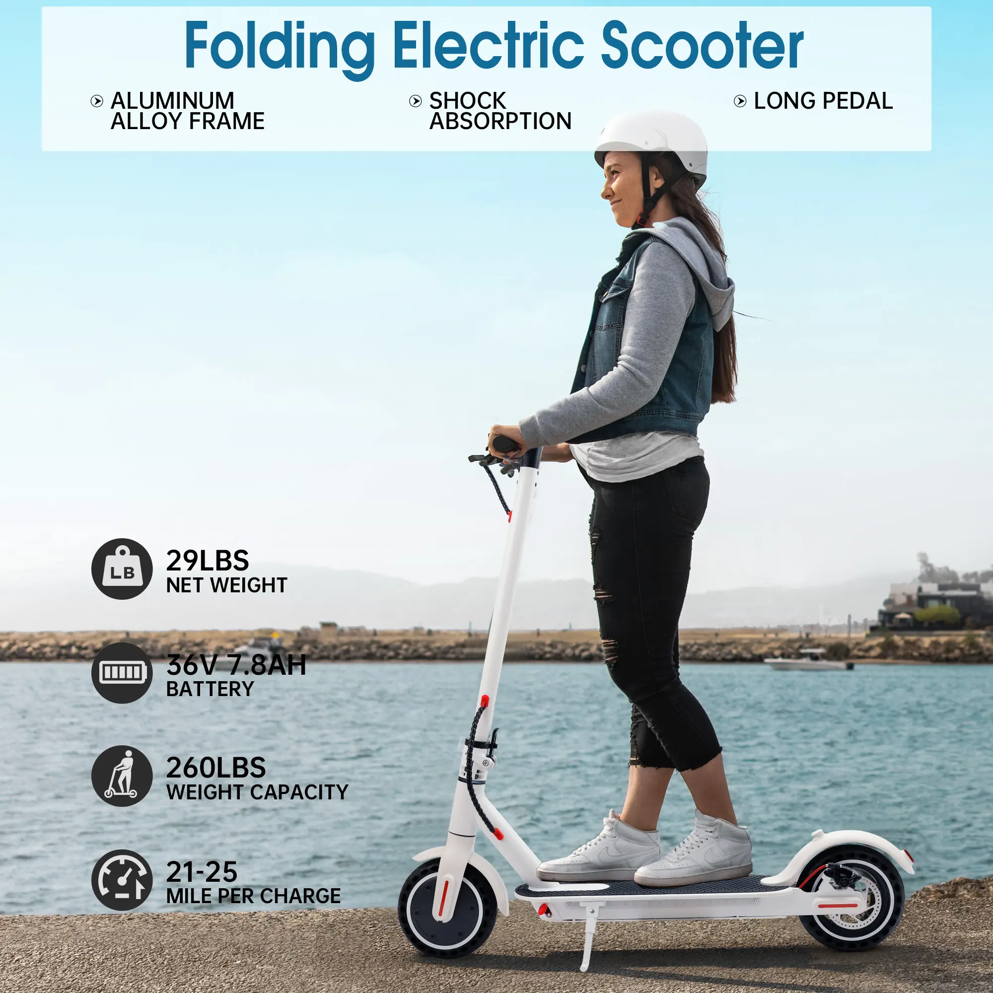 Portable Smart Drive Commuting Scooter - 8.5" Foldable Powerful Electric Model with Bluetooth, Light, 35KM Range, App Control, App Speed Unlock for School City Commute