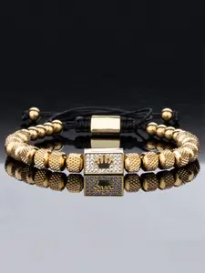 Luxury Casual Fashion Men's Stainless Steel Bracelet, Adjustable Beaded Crown Design, Women's Jewelry Gift, Holiday Present, Adjustable Slider Bracelets