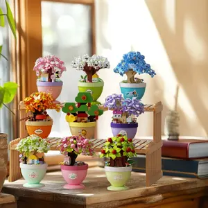 Plant Potted Design Building Toy, Building Block Sets, 1 Box Simulation Flower Toy, Home Decoration Ornament, Creative Birthday Gifts