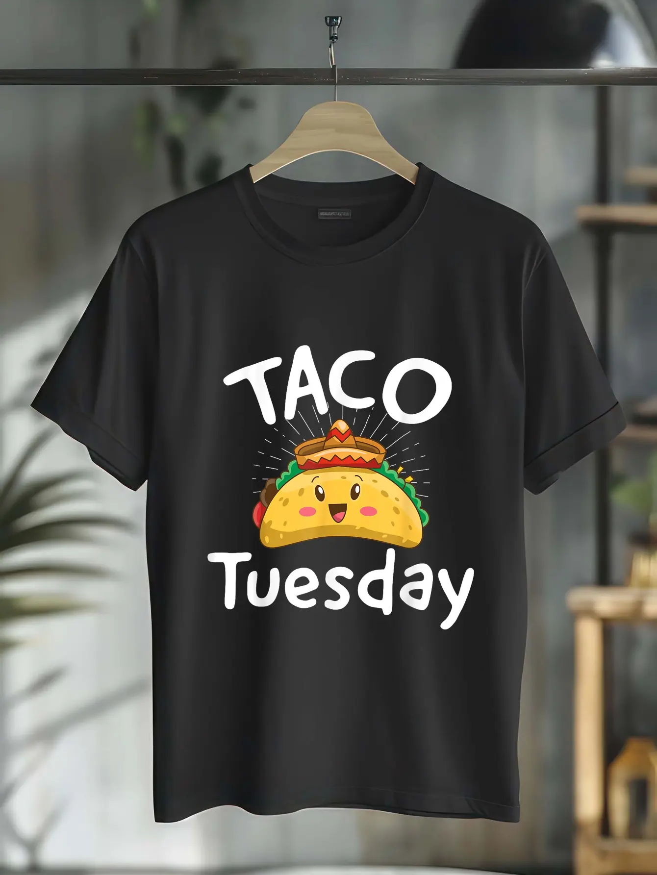 Women's Taco Tuesday Vintage Graphic T-Shirt - Distressed Cotton, Short Sleeve, Crew Neck, Taco Character Fashion Casual Streetwear Top