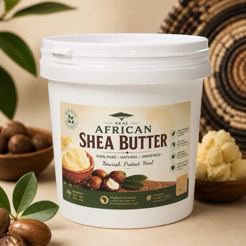 5 lbs Real African Shea Butter– 100% Pure Unrefined West African  Shea Butter  – Made in Burkina Faso – Deep Moisture for Skin & Hair – 5pounds