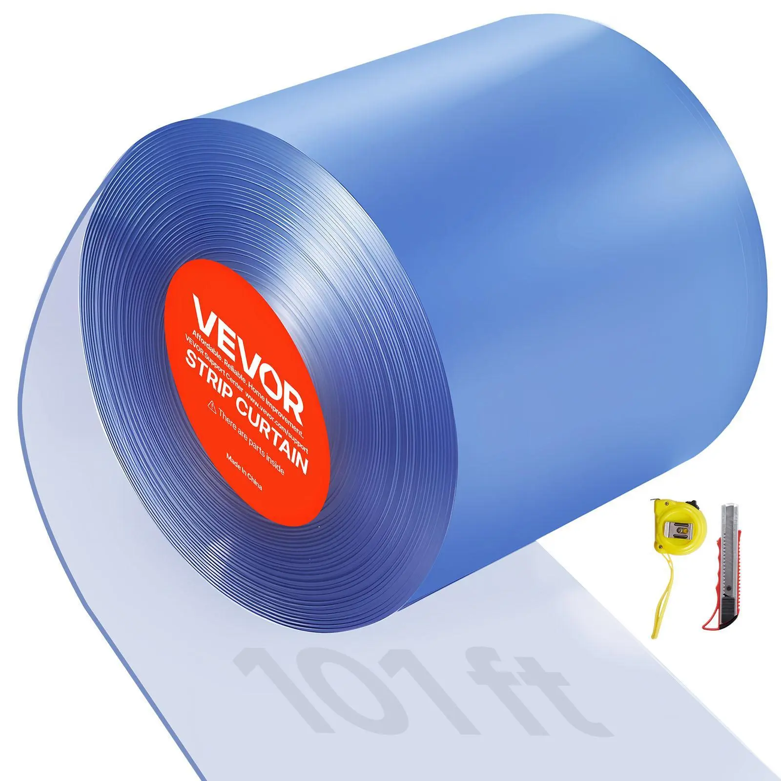 VEVOR Clear PVC Strip Curtain, 101 ft Length x 12 in Width, Plastic Door Strip Bulk Roll, Walk in Freezer Cooler Curtain Strips for Doorways of Supermarket, Garage, Warehouse, Barn, Pet Animal House#BacktoSchool