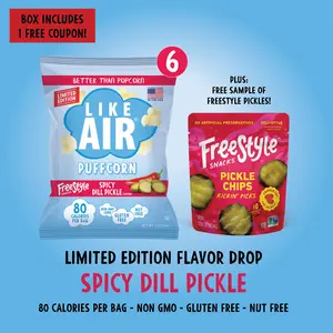 Spicy Dill Pickle Puffcorn Single Serve - 6 bags - Like Air Puffcorn