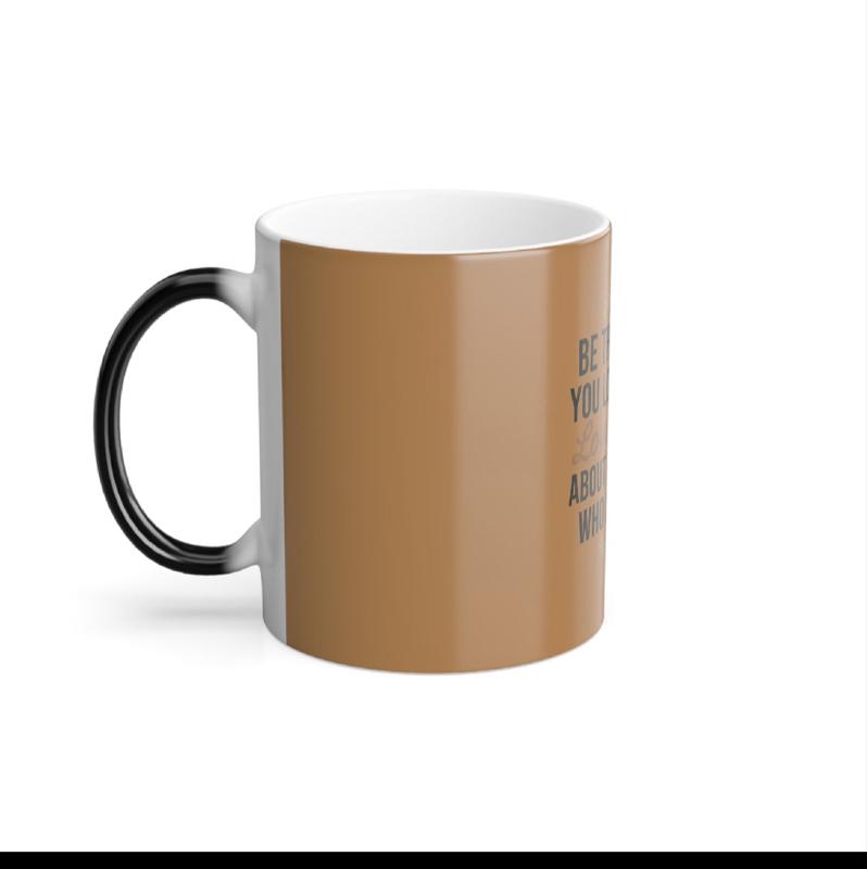 Color Changing Mug - Brown and White Design with Black Handle