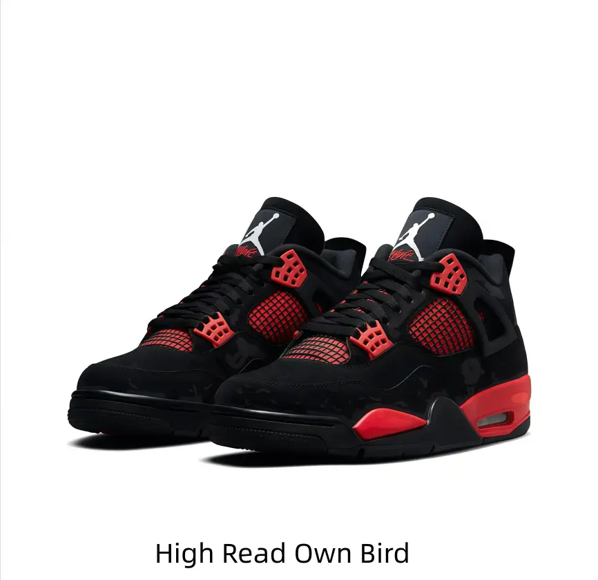Black Suede Mid-top Basketball Collectible Sneakers Bright Red Buckles & Mesh Accents Red Outsole Trim Visible Heel Air Cushion Dark Retro Street Hobby Display Bold Casual Sports Footwear