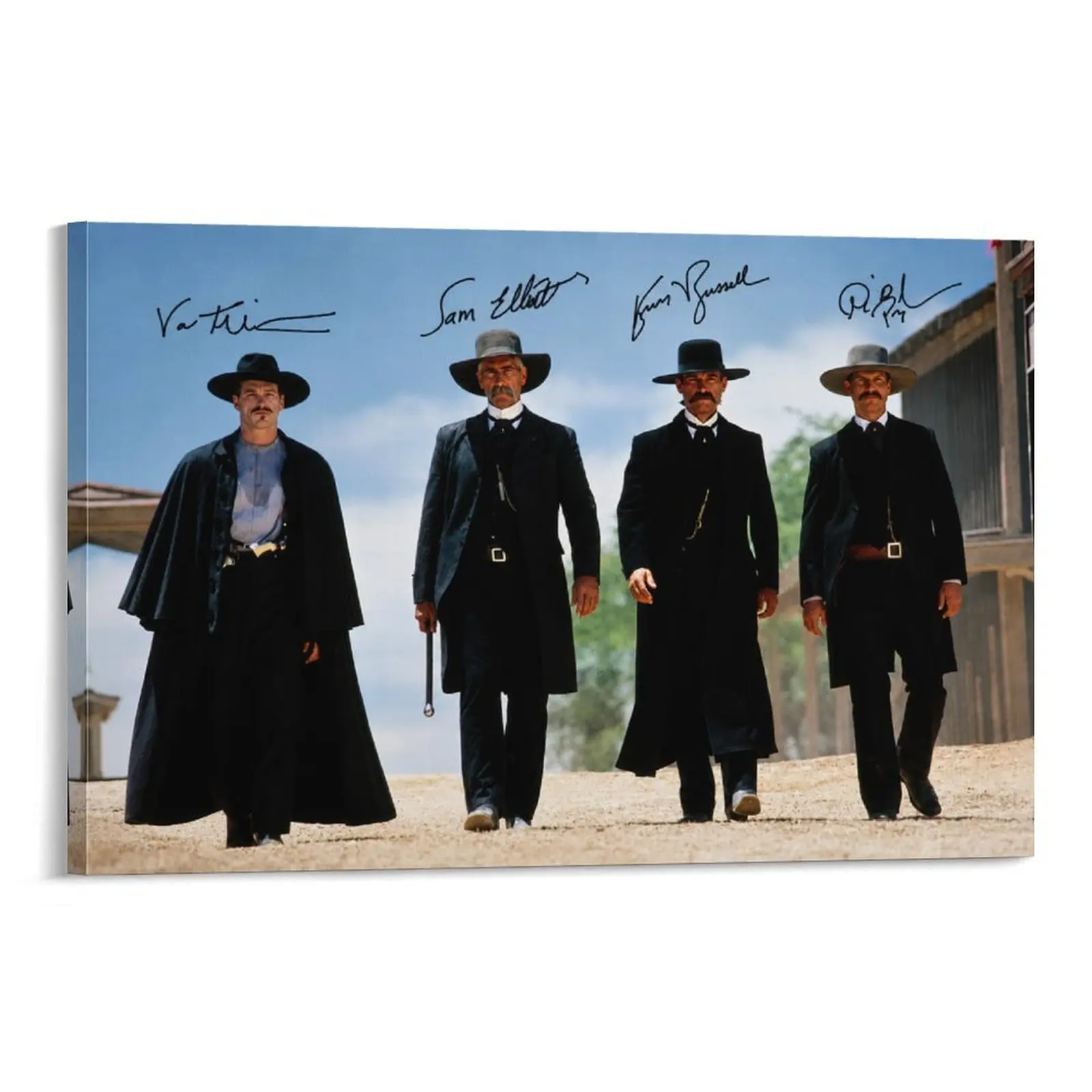 Tombstone Movie Unframed Canvas Wall Art - Retro Classic Western Scene Print, Wyatt Earp Doc Holliday Fade-Resistant Vivid Artwork, Home Supplies Father's Day Gift for Kurt Russell Fans