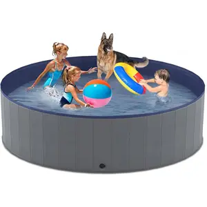 Niubya Portable Dog Pool, Foldable Pet Swimming Pool, Anti-Slip Collapsible Pet Bathtub, Hard Plastic Bath Pool for Pets Dogs and Cats, 71 x 16 Inches NIUHEE