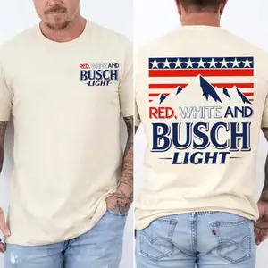 Red White and Busch Light T-Shirt, 4th of July Tshirt, Red White Busch Tee, America Shirt, Independence Day Tee, Patriotic Shirts, 4th of July Party Gift, Gift For Dad, Happy Father's Day, Dad Busch Light Shirt