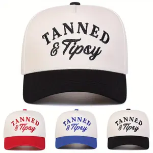 Unisex Letter Embroidered Patchwork Baseball Cap Outdoor Adjustable Sunscreen Leisure Hat Spring Autumn Travel Tourism Beach Vacation