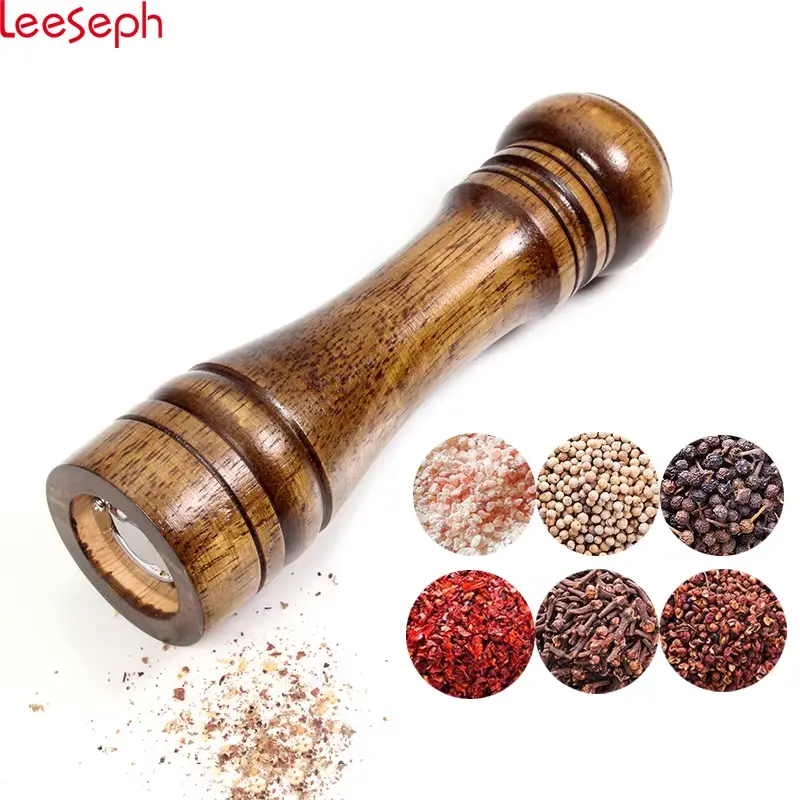 Salt and Pepper Mills, Solid Wood Pepper Mill with Strong Adjustable Ceramic Grinder 5" 8" 10" - Kitchen Tools by Leeseph Leeseph Seasoning