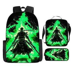 In 1 Anime Cartoon Character Backpack, 2D Flat Print Large Capacity Lightweight Durable Daypack, Trendy Otaku Bag for School Daily Commute Sports Travel, Unique Anime Fan Holiday Birthday Gift