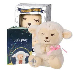 Baptism Gifts for  Girls with 7'' Cute Plush Lamb and Pray Book, Baptism, Dedication and Christening  Set for Girls in Keepsake Box.